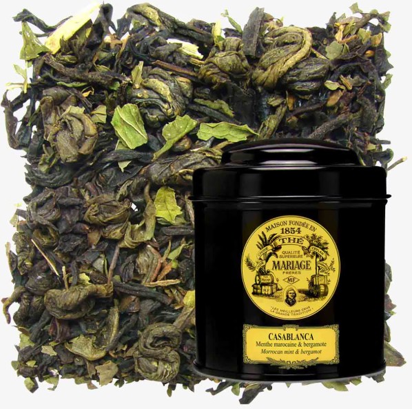 Thé Casablanca Mariage Frères, mélange de thé noir et vert à la menthe et bergamote