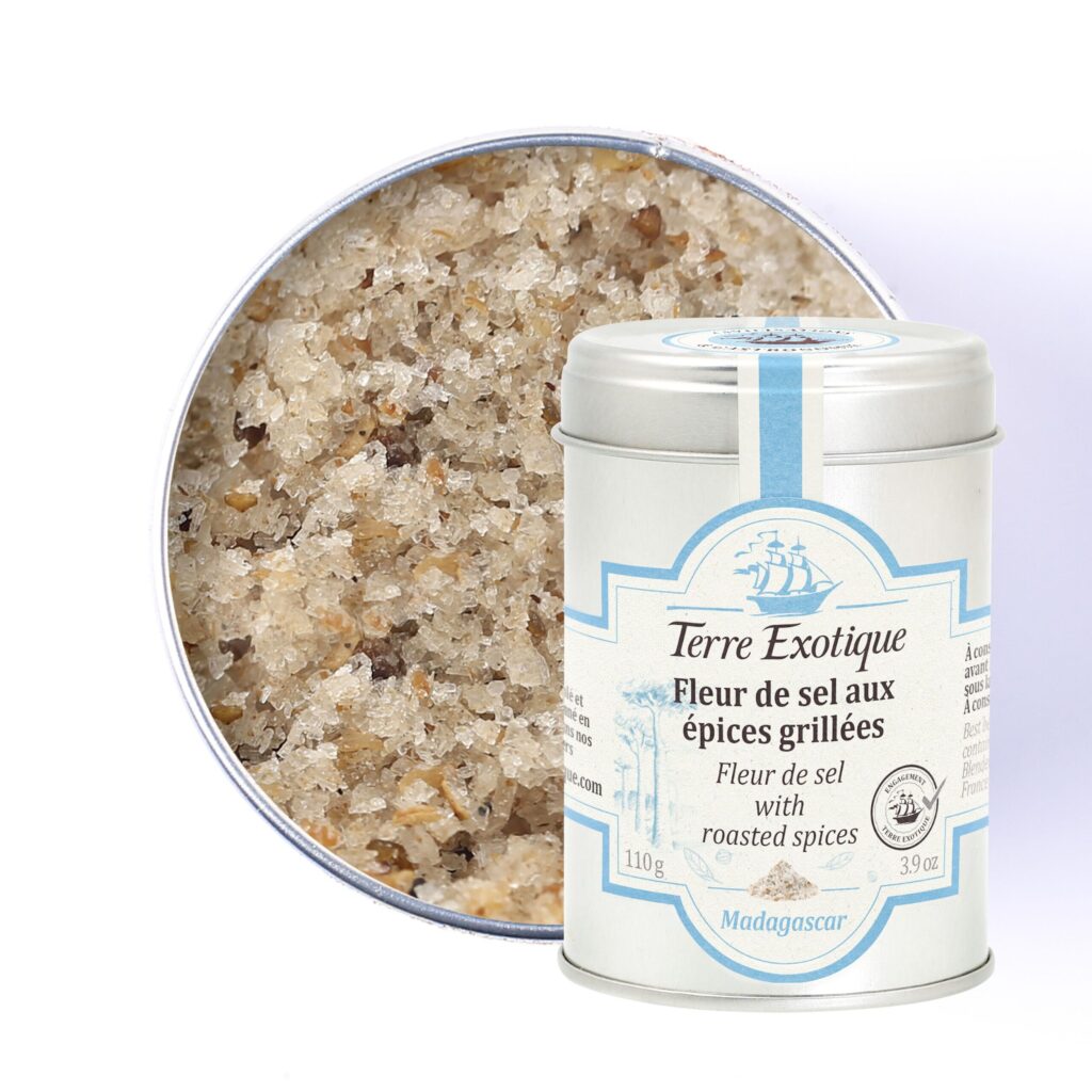 Fleur de sel aux épices grillées Terre Exotique, indispensable dans votre cuisine pour tous vos plats du quotidien.