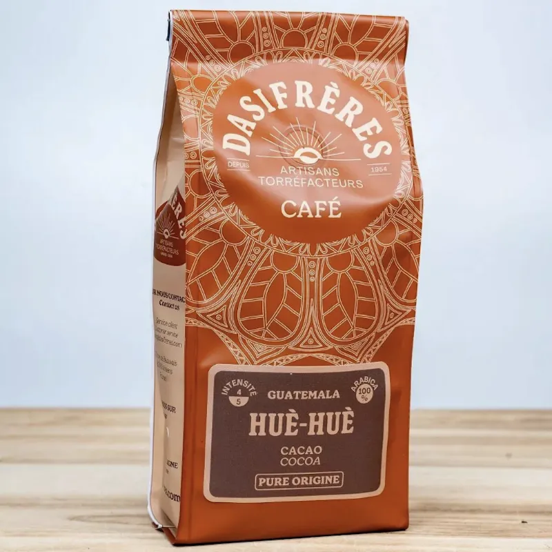 Café Guatemala Hue Hue Dasi Frères, 100 % Arabica aux arômes équilibrés, en sachet de 250 grs
