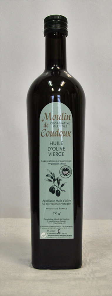 Huile d'olive AOP du Moulin de Coudoux avec des arômes d’artichaut cru, de noisette et même de fruits exotiques
